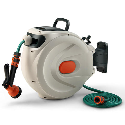 Retractable Garden Hose Reel with 8-Pattern Sprayer