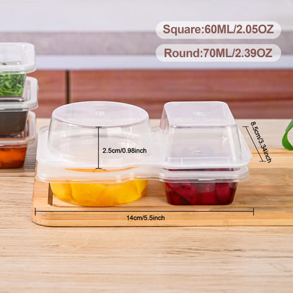 10PCS Double Compartment Condiment Containers - Reusable Snack Containers with Lids for Takeout, Sauces & More (140ml)