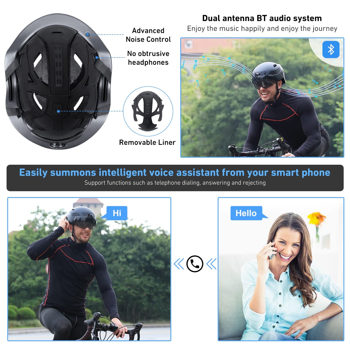 Smart Helmet with Camera, Bluetooth & Safety Lights