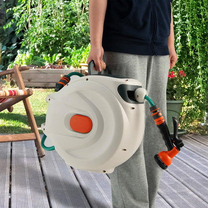 Retractable Garden Hose Reel with 8-Pattern Sprayer