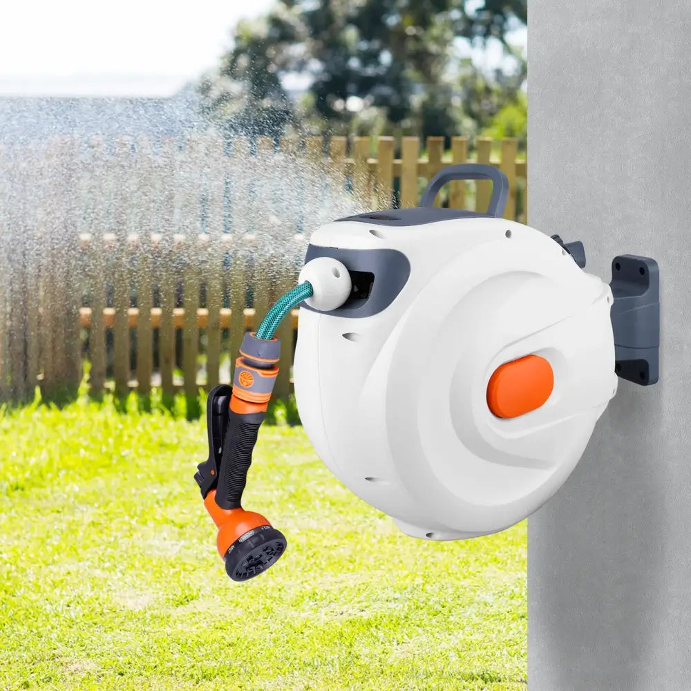 Retractable Garden Hose Reel with 8-Pattern Sprayer