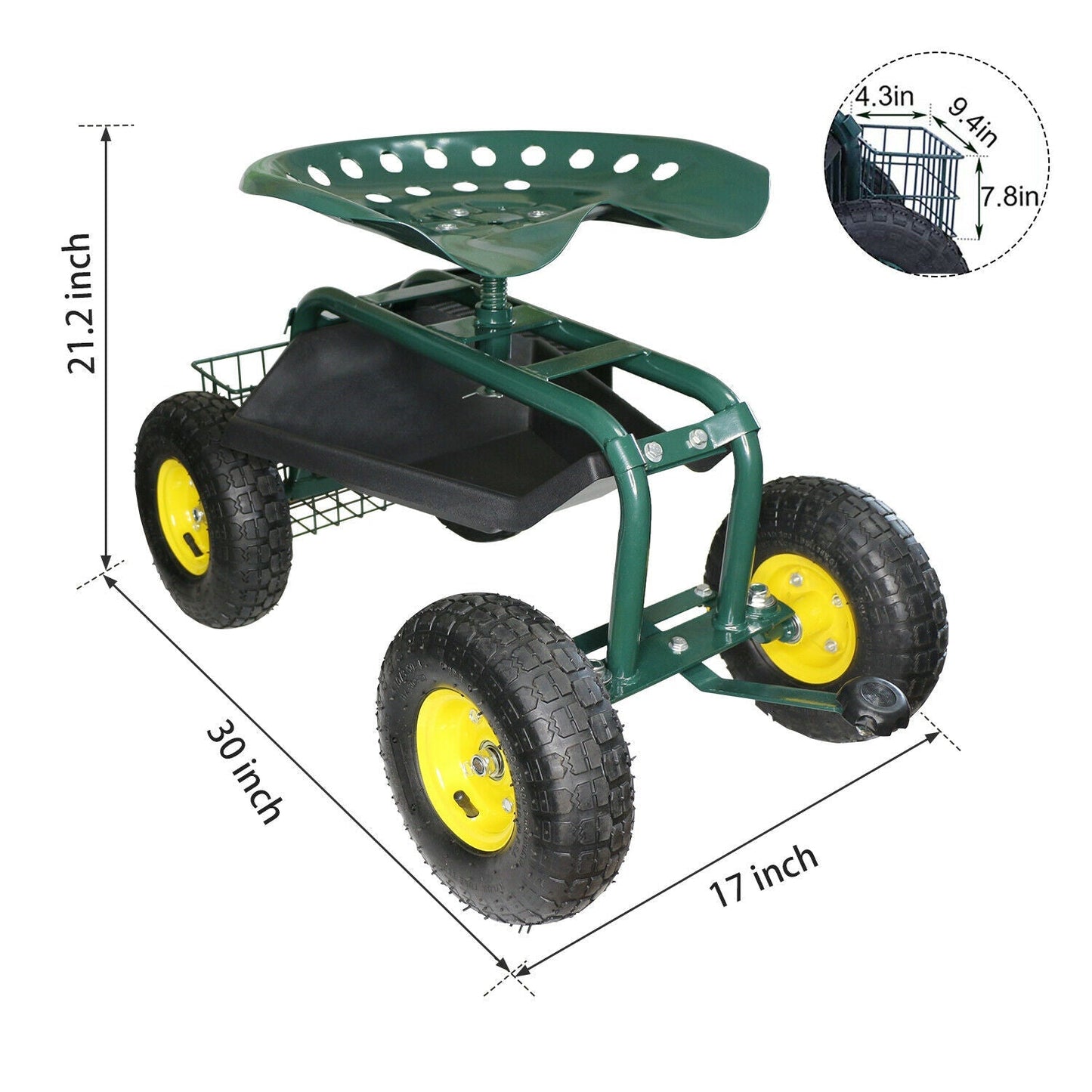 Rolling Premium Garden Cart Seat