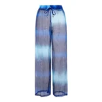 Gradient Blue Deep V Long Sleeve One Piece Swimsuit and Pants