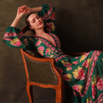 Long-sleeved Retro Green Grapes Print One Piece Swimsuit and Skirt