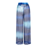 Gradient Blue Deep V Long Sleeve One Piece Swimsuit and Pants