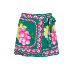 Long-sleeved Retro Green Grapes Print One Piece Swimsuit and Skirt