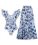 Quick-Dry One-Piece Vevri Swimsuit with Matching Skirt