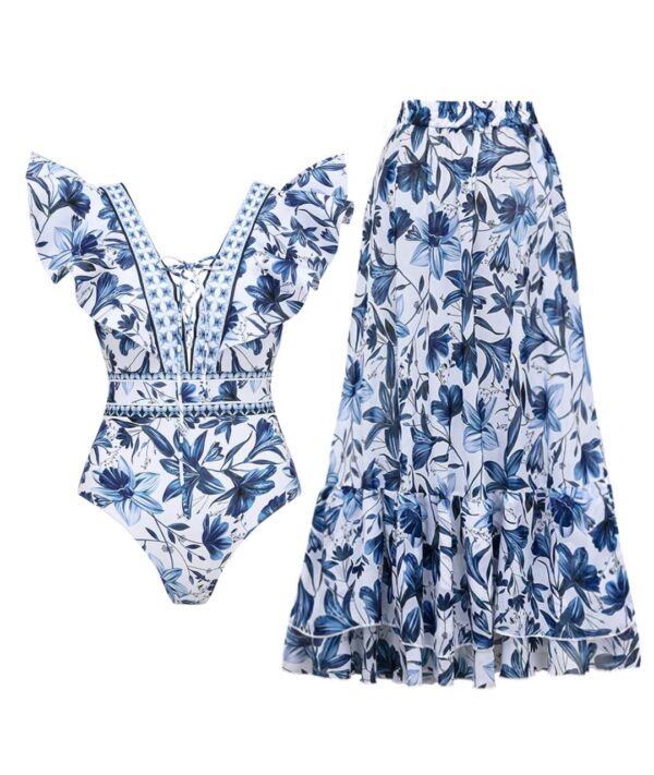 Quick-Dry One-Piece Vevri Swimsuit with Matching Skirt