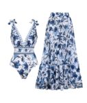 Quick-Dry One-Piece Vevri Swimsuit with Matching Skirt