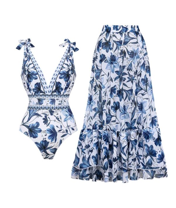 Quick-Dry One-Piece Vevri Swimsuit with Matching Skirt