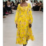 3D Flower Shirring Printed Chiffon Long Sleeves One Piece Swimsuit and Skirt