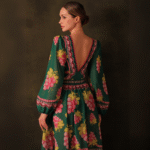 Long-sleeved Retro Green Grapes Print One Piece Swimsuit and Skirt