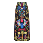 Rose Red Pattern Print Long-sleeved One Piece Swimsuit and Skirt