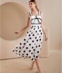 Polka Dot One-Piece Swimsuit with Bow & Skirt