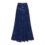 Midnight Bloom Hollow-Out Swimsuit with Matching Skirt