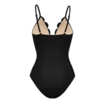 Midnight Bloom Hollow-Out Swimsuit with Matching Skirt