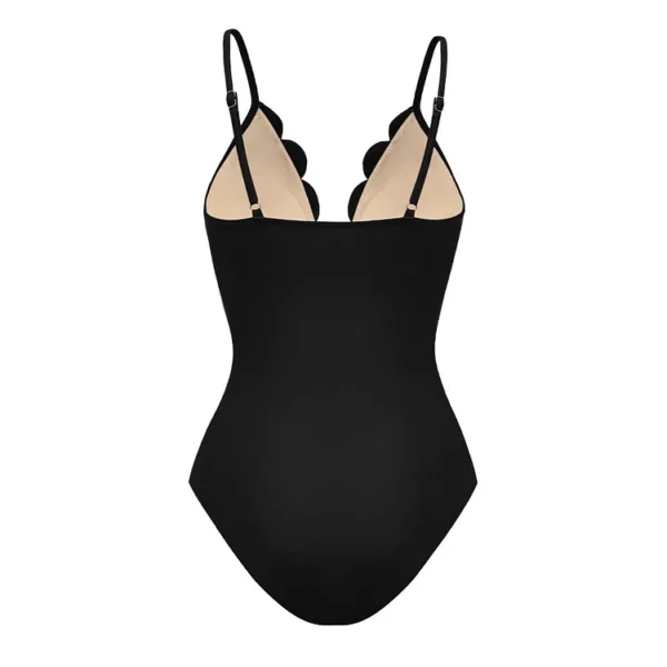 Midnight Bloom Hollow-Out Swimsuit with Matching Skirt