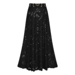 Midnight Bloom Hollow-Out Swimsuit with Matching Skirt