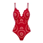 Midnight Bloom Hollow-Out Swimsuit with Matching Skirt